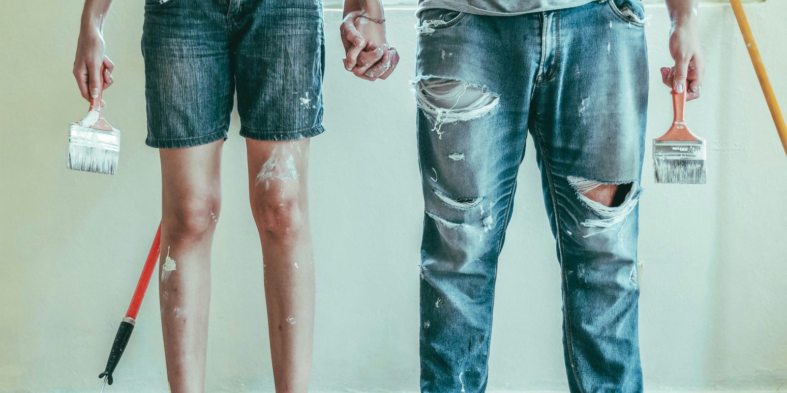 2 person wearing blue denim jeans