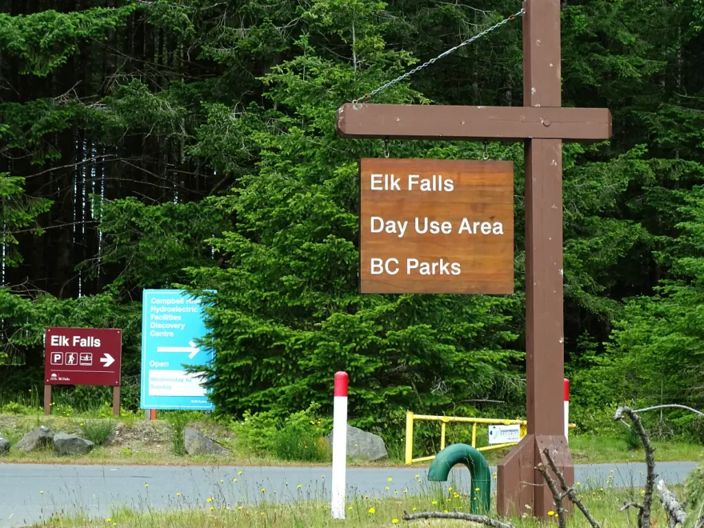 elk falls road sign