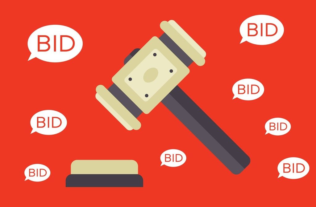 auction, bid, bidding