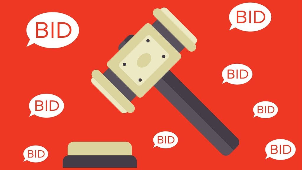 auction, bid, bidding