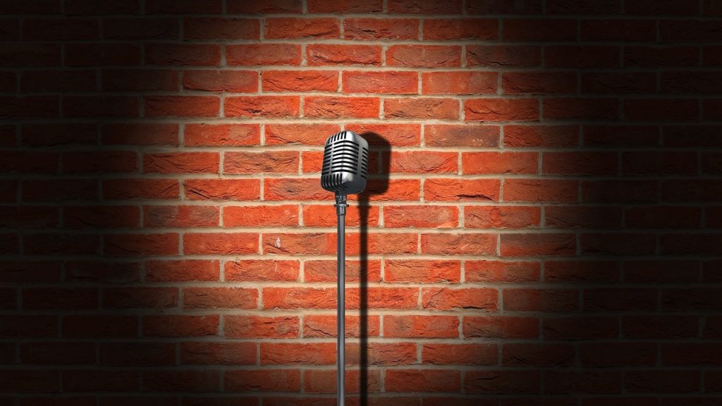 microphone, vintage, brick wall