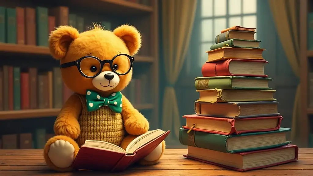 teddy bear with books