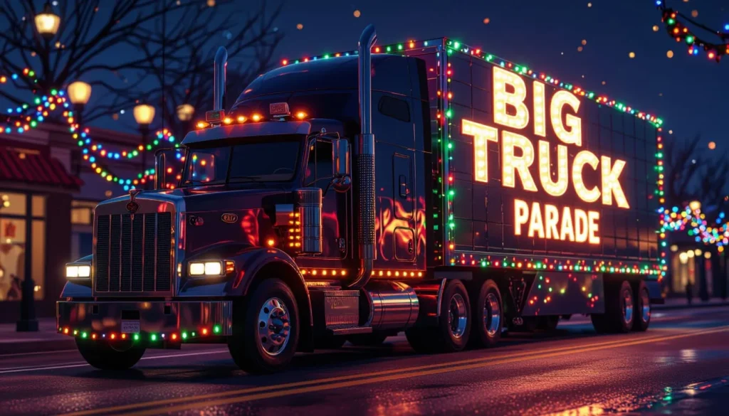 photo of a semi truck with lights